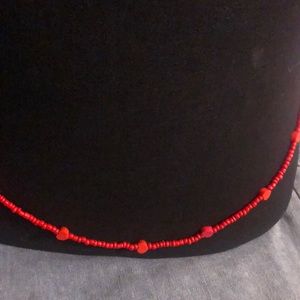 Red is Belly beaded necklace with hearts